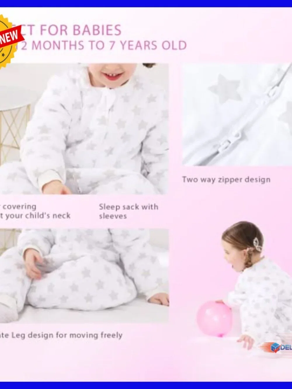 Toddler Sleep Sack with Legs, 2.5 TOG Winter Wearable Blanket, 3T-5T